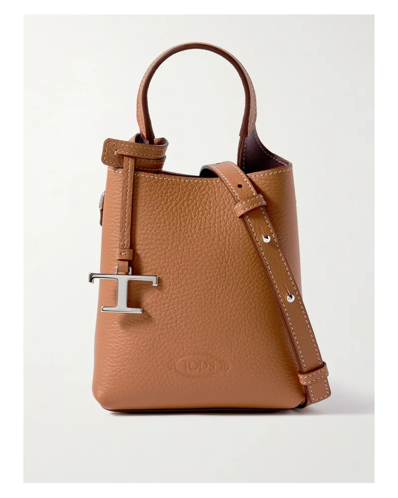 TOD'S Micro Textured-leather Shoulder Bag - Brown Brown