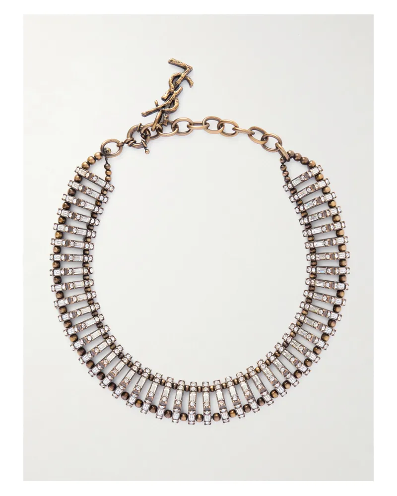 Saint Laurent Goldfarbene Kette Mit Kristallen - Metallic Metallic