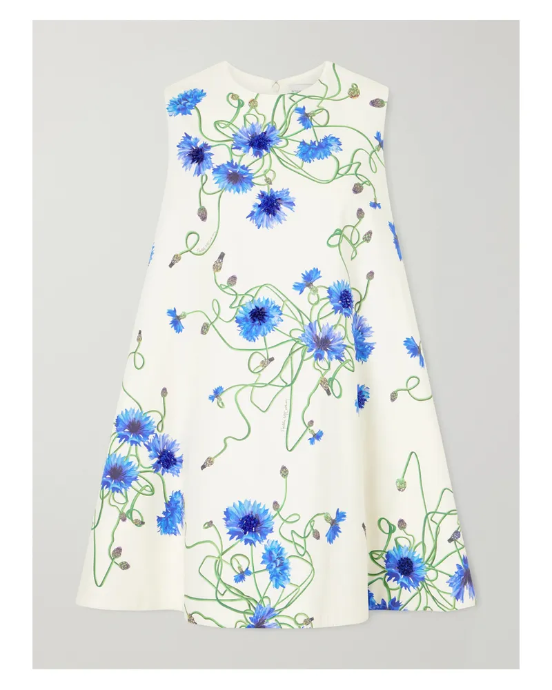 Stella McCartney Printed Cotton-poplin Mini Dress - White White