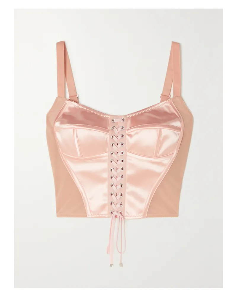 Dolce & Gabbana Bustier Aus Satin Und Mesh Mit Schnürung - Pink Pink