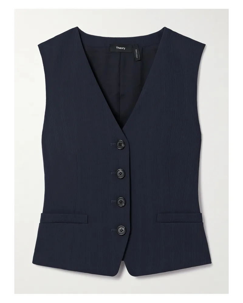 Theory Weste Aus Crêpe Mit Stickereien - Blau Blau