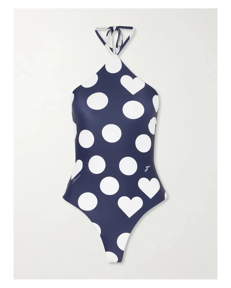 Jacquemus Le Maillot Bastide Polka-dot Swimsuit - Blue Blue