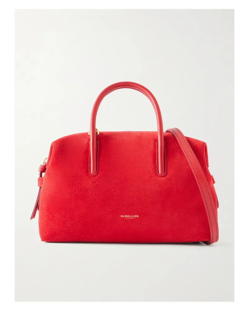 DeMELLIER The Small Stockholm Leather-trimmed Suede Tote Bag - Red Red