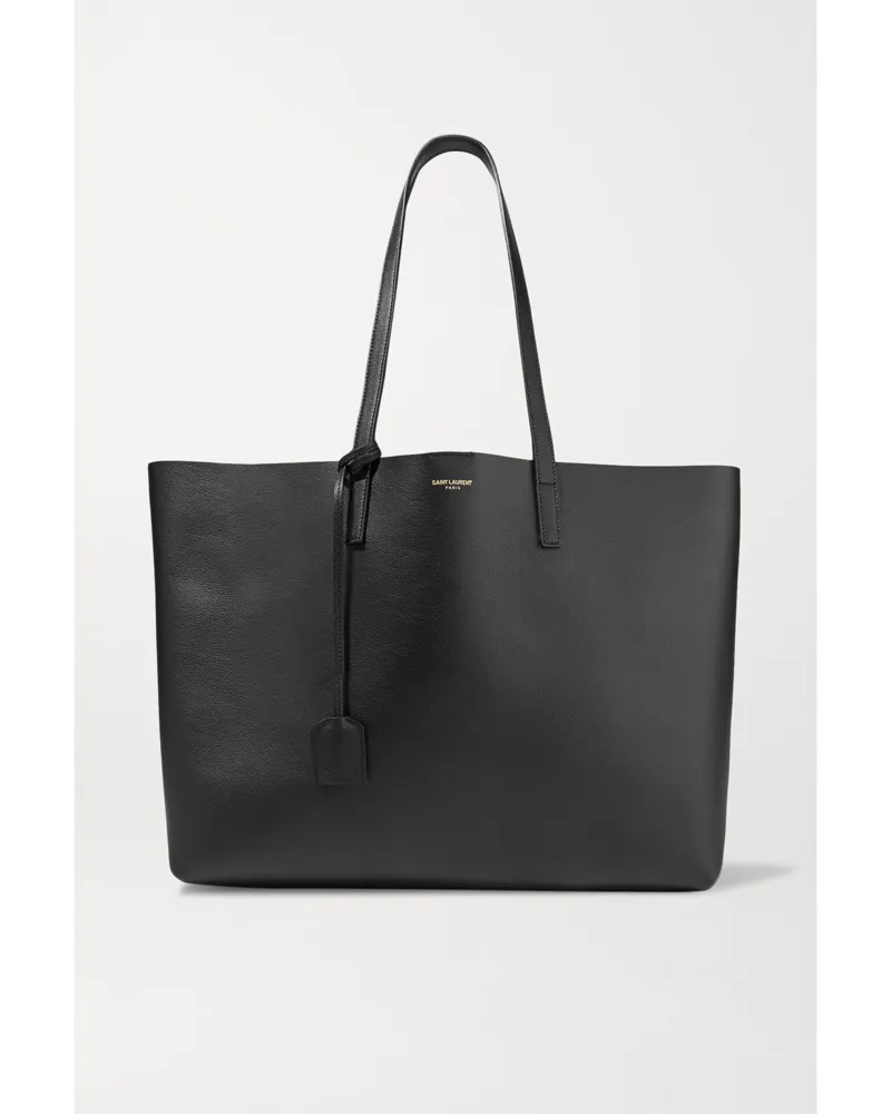 Saint Laurent East/west Large Textured-leather Tote - Black Black
