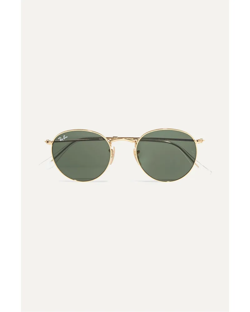 Ray Ban farbene Sonnenbrille mit Rundem Rahmen Gold