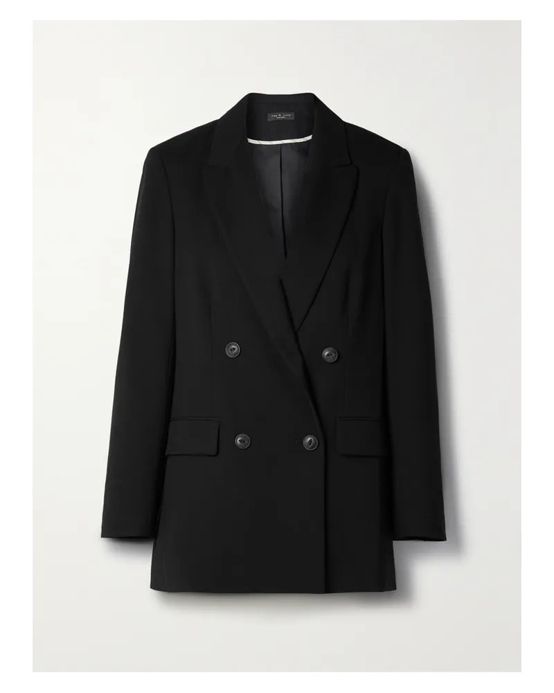 Rag & Bone Icons Andie Doppelreihiger Blazer Aus Twill Aus Einer Wollmischung - Schwarz Schwarz