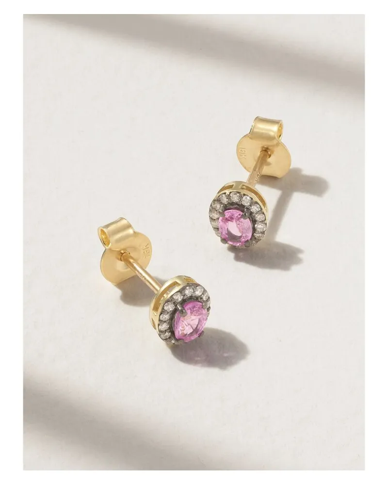 Amrapali Ohrstecker Aus 18 Karat Gold Mit Rhodiumauflage, Saphiren Und Diamanten Gold