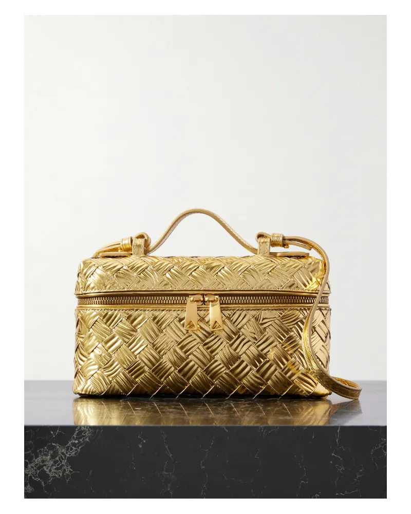 Bottega Veneta Intrecciato Metallic Leather Shoulder Bag - Gold Gold