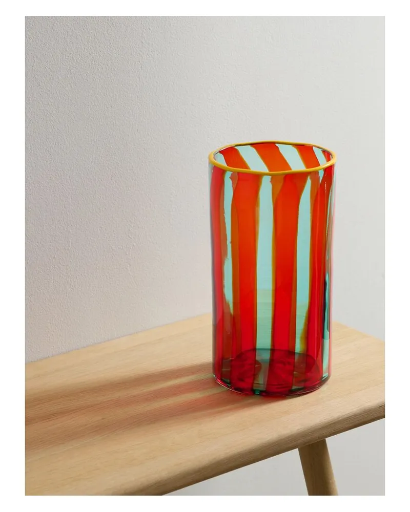 La DoubleJ Torre Gestreifte Vase Aus Muranoglas - Orange Orange