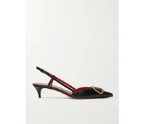 Valentino Garavani Go Logo 40 Embellished Leather Slingback Pumps - Black