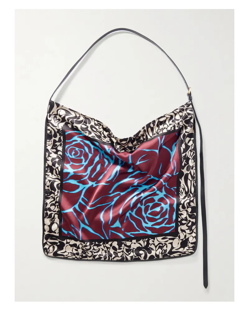 Dries van Noten Leather-trimmed Printed Satin Tote - Multi Multi