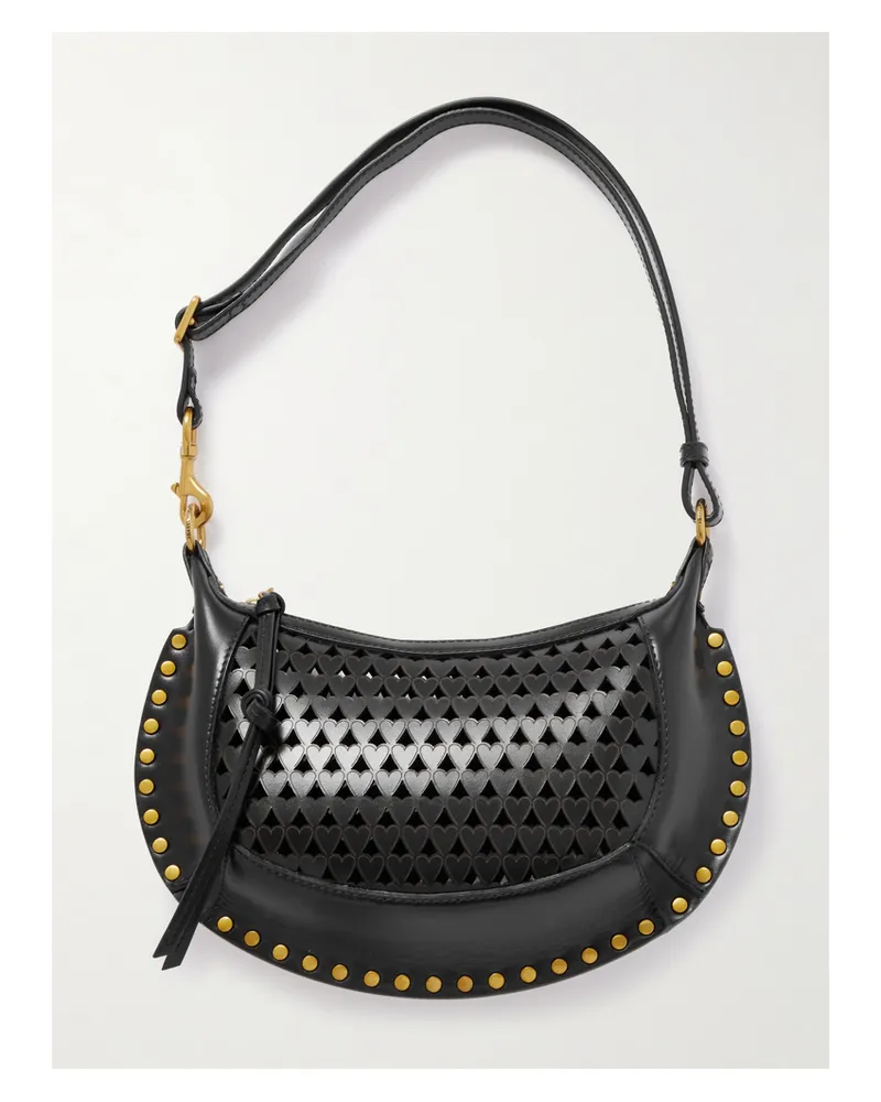 Isabel Marant Oskan Moon Studded Laser-cut Leather Shoulder Bag - Black Black