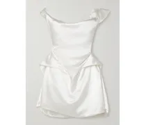 Aurora Off-the-shoulder Draped Silk-satin Mini Dress - Ivory