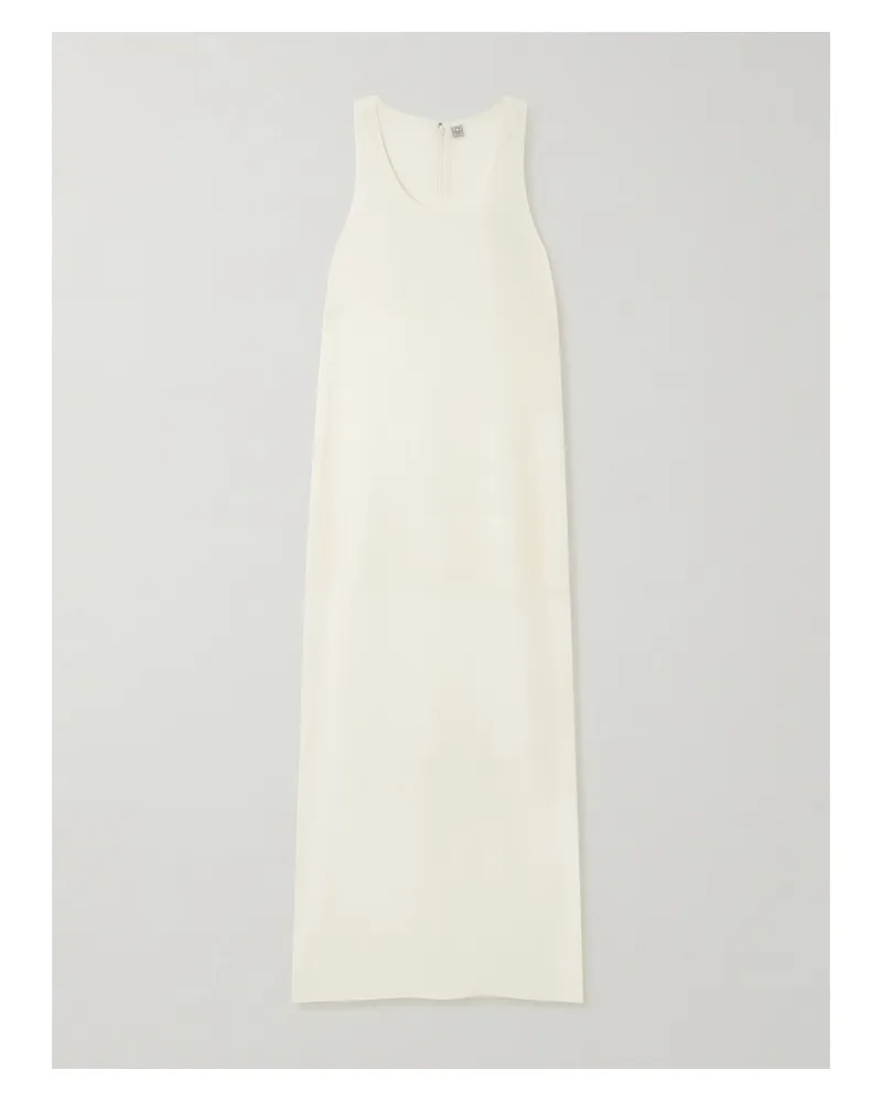 Totême Midikleid Aus Krepon Aus Einer Baumwoll-seidenmischung - Ecru Ecru