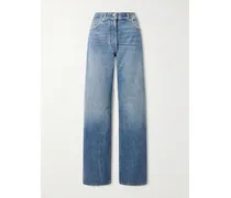 Distressed Mid-rise Straight-leg Jeans - Blue