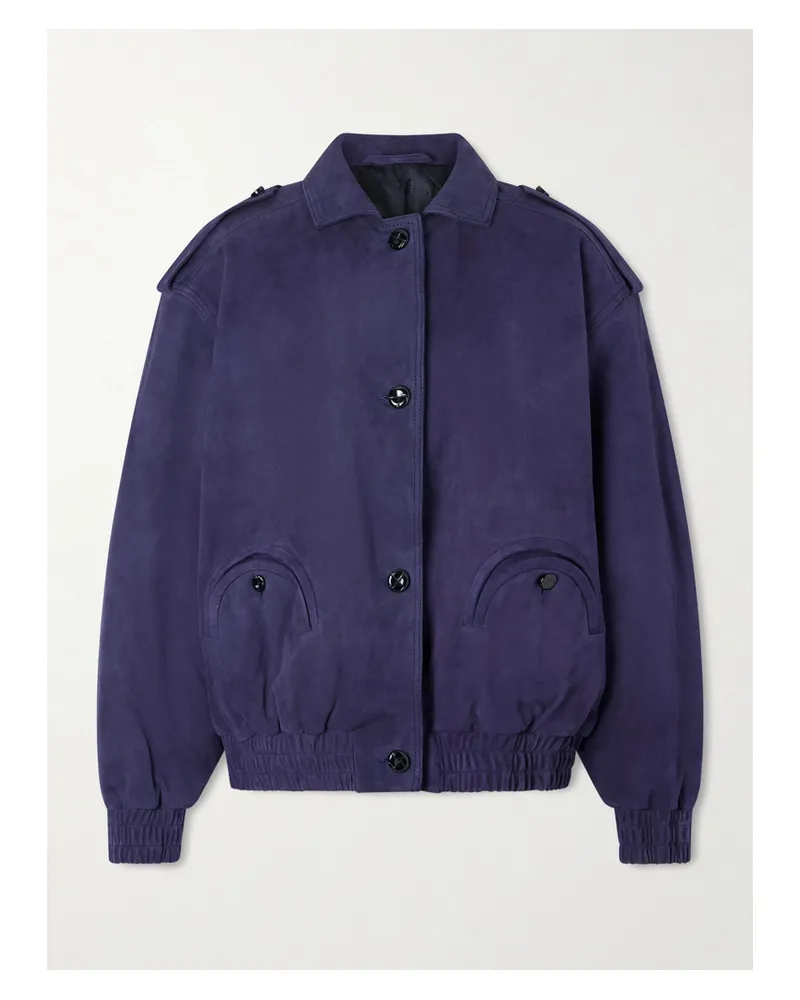 Blazé Milano Viva Charlie Padded Suede Bomber Jacket - Blue Blue