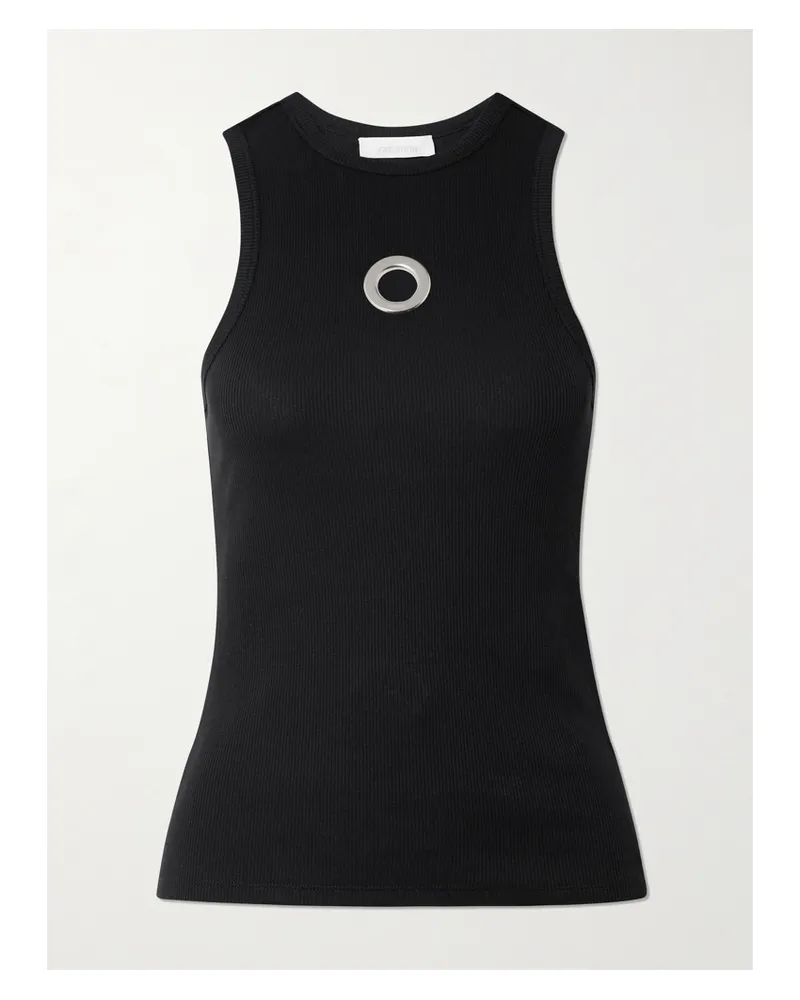 Paco Rabanne Tanktop Aus Gerippter Stretch-baumwolle Mit Verzierung - Schwarz Schwarz