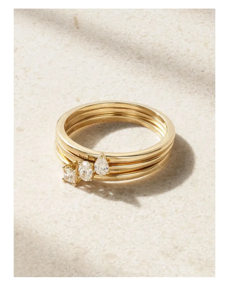 Stone & Strand Set Aus Drei Ringen Aus 14 Karat Gold Mit Diamanten Gold