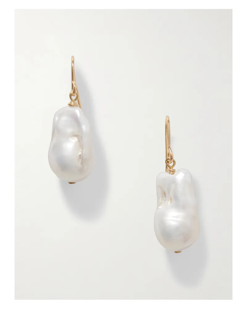 Jil Sander Perlenohrringe Mit Goldfarbenen Details - Weiß Weiß