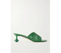 Paula's Ibiza Toy Mules Aus Geflochtenem Leder - Grün