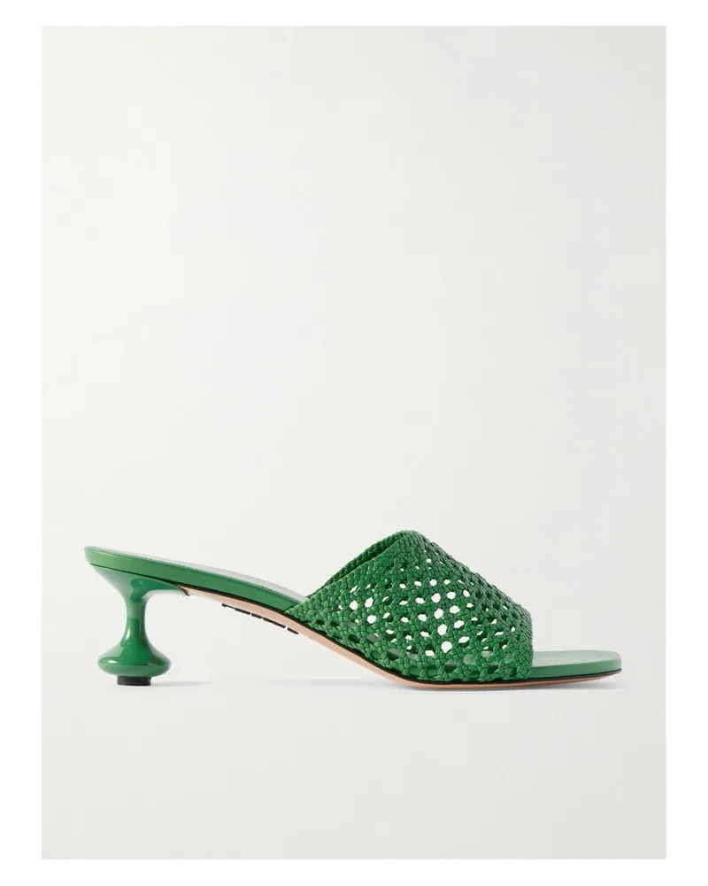Loewe Paula's Ibiza Toy Mules Aus Geflochtenem Leder - Grün Grün