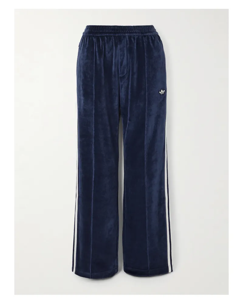 adidas Wales Bonner Jogginghose Mit Geradem Bein Aus Velours Aus Einer Baumwollmischung Mit Streifen - Blau Blau