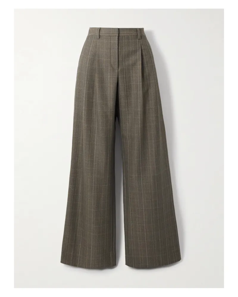 TWP Sulli Hose Mit Weitem Bein Aus Karierter Wolle Mit Falten - Grau Grau