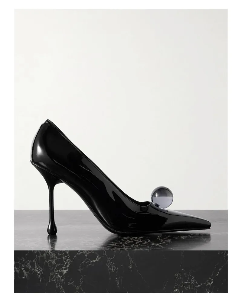 Jimmy Choo Orb 95 Pumps Aus Lackleder Mit Verzierung - Schwarz Schwarz
