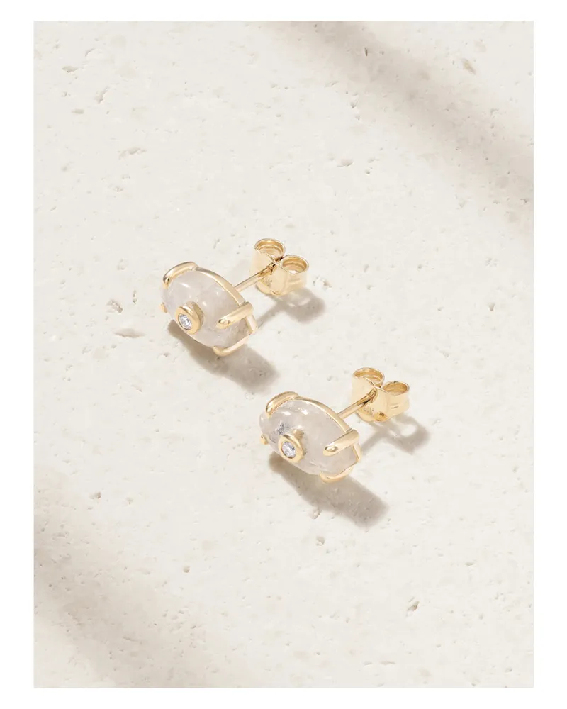 Sydney Evan Ohrstecker Aus 14 Karat Gold Mit Mondsteinen Und Diamanten Gold