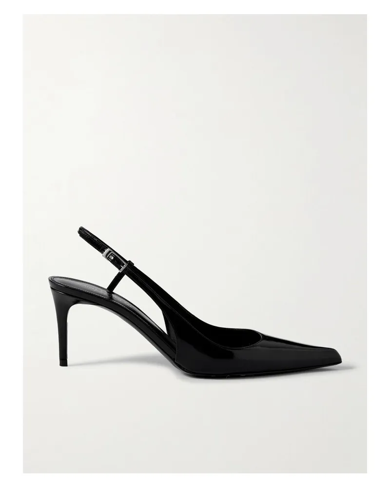 Saint Laurent Vendome Slingback-pumps Aus Lackleder - Schwarz Schwarz