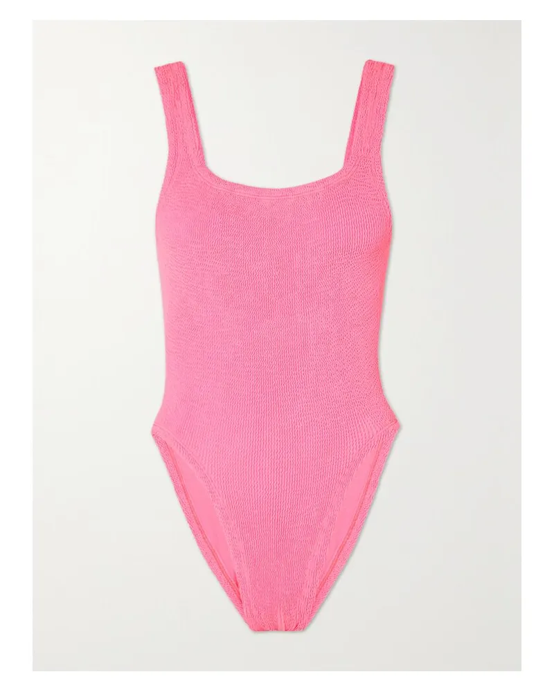 Hunza G Net Sustain Badeanzug Aus Seersucker Mit Rückenausschnitt - Pink Pink