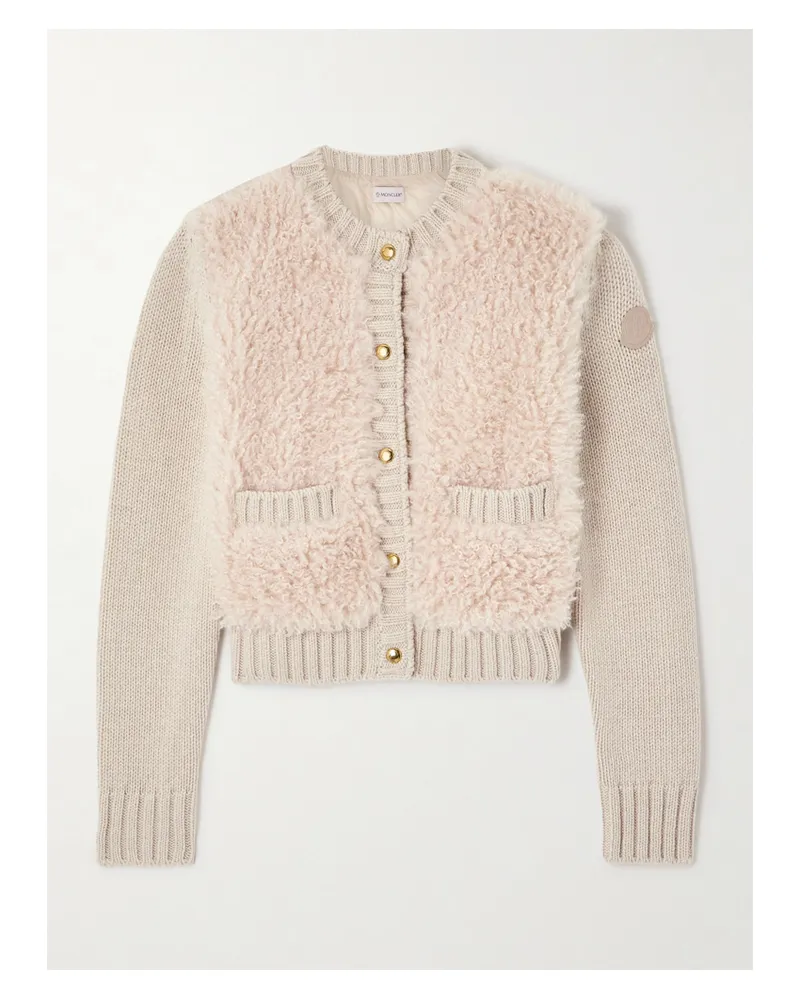 Moncler Cardigan Aus Wolle Und Shell - Neutral Neutral