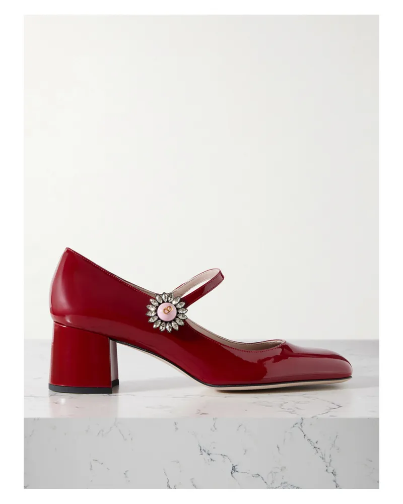 Valentino Garavani 55 Mary-jane-pumps Aus Lackleder Mit Schleife - Rot Rot