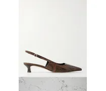 Catrina Slingback-pumps Aus Leder Mit Schlangeneffekt - Braun