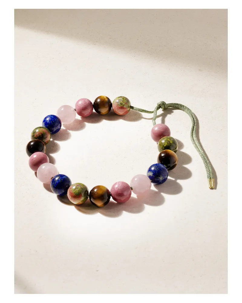 Carolina Bucci Alphabet Downtown Kette Mit Lurex®-kordel, Mehreren Steinen Und Details Aus 18 Karat Gold Gold