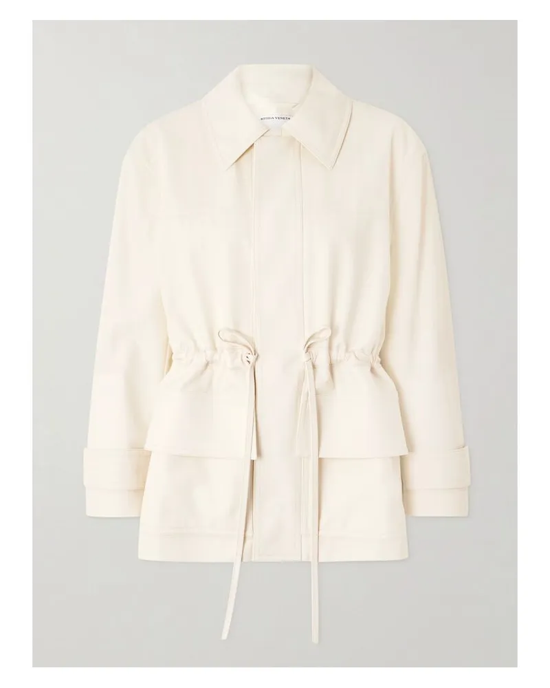 Bottega Veneta Jacke Aus Baumwoll-twill Mit Lederbesätzen - Creme Creme