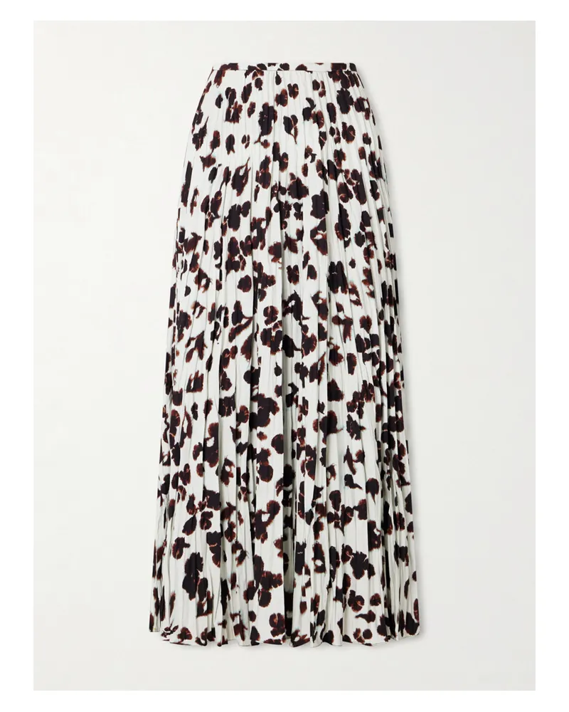 Proenza Schouler Runa Pleated Printed Twill Midi Skirt - Multi Multi