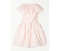 Tiered Gathered Cotton-poplin Mini Dress - Pink
