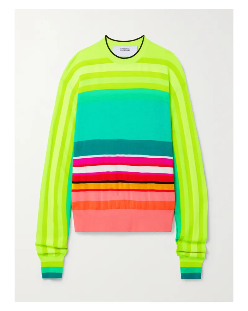 Christopher John Rogers Oberteil Aus Gestreifter Merinowolle - Gelb Gelb