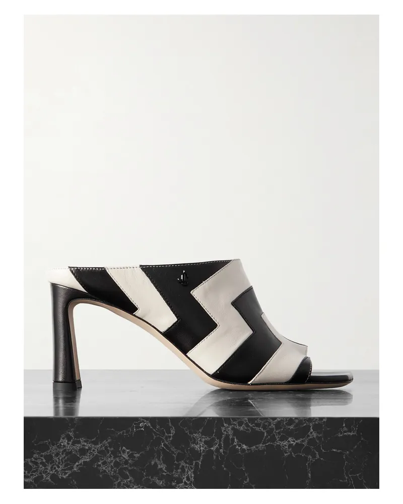 Jimmy Choo Kinley 75 Zweifarbige Mules Aus Leder - Schwarz Schwarz