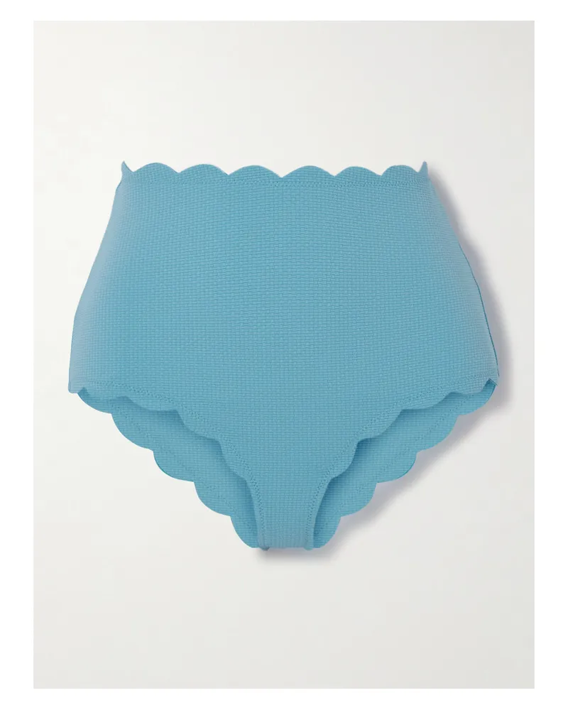 Marysia Santa Monica Bikini-höschen Aus Seersucker Mit Wellenkanten - Blau Blau
