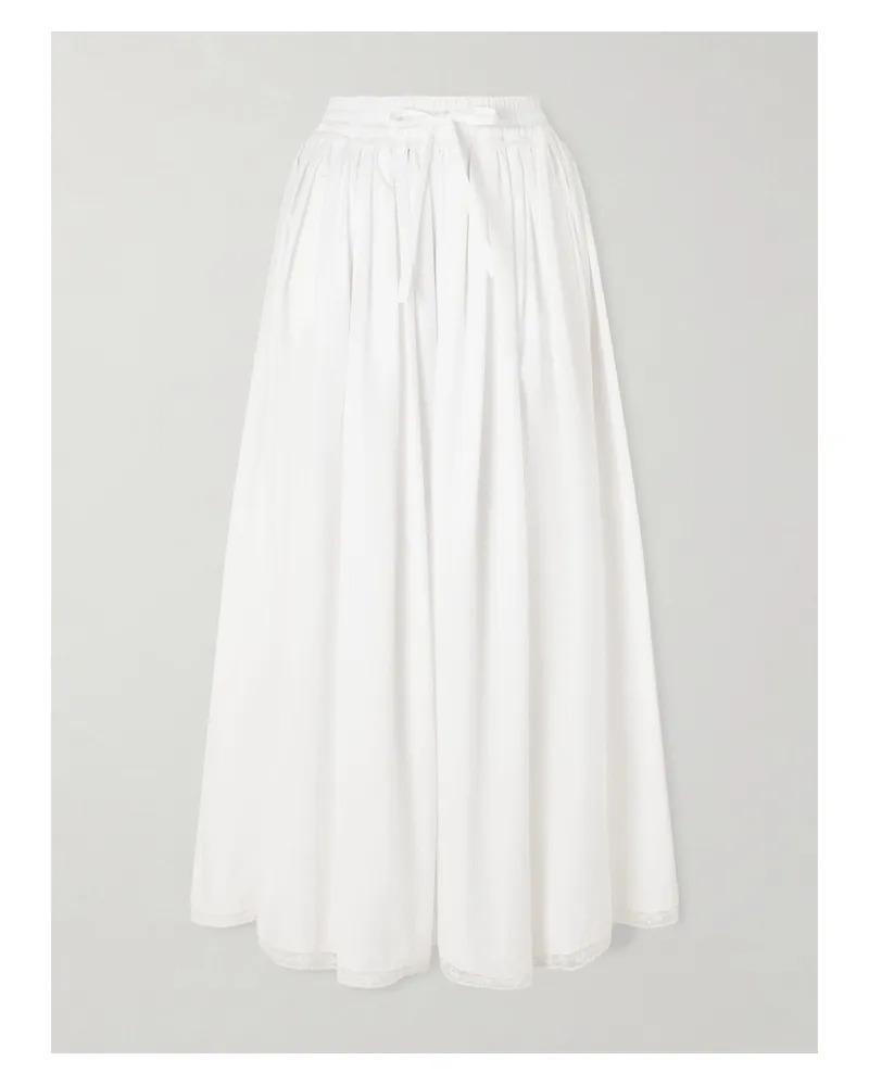 Dolce & Gabbana Pleated Cotton-blend Drawstring Maxi Skirt - White White