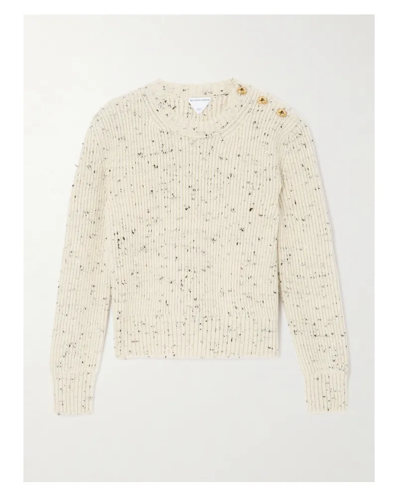 Bottega Veneta Button-detailed Ribbed Wool-blend Sweater - White White