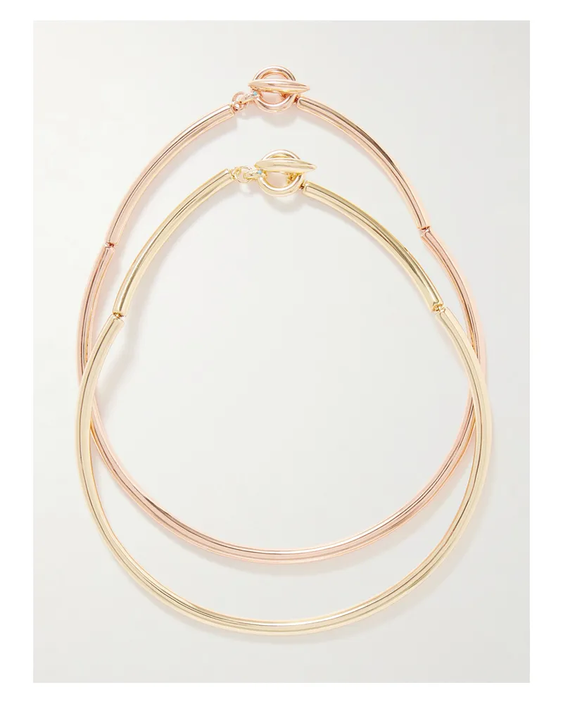 Roxanne Assoulin The Tubular Set Of Two Yellow And Rose Gold-tone Necklaces Rose