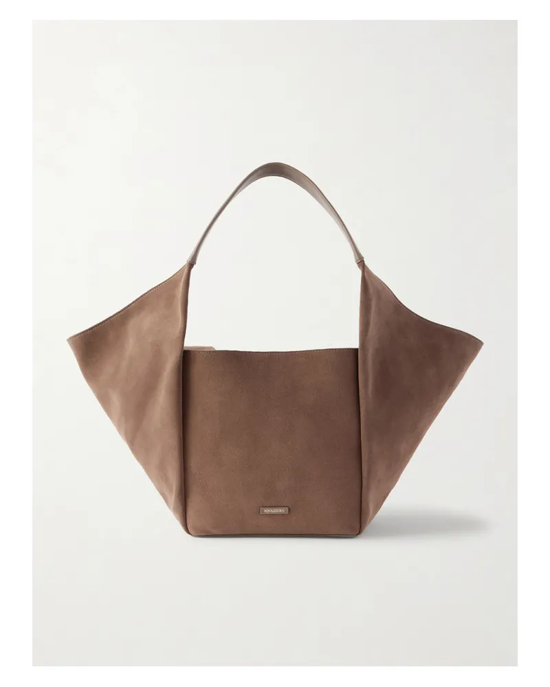 Aquazzura Voltaire Leather-trimmed Suede Tote - Brown Brown