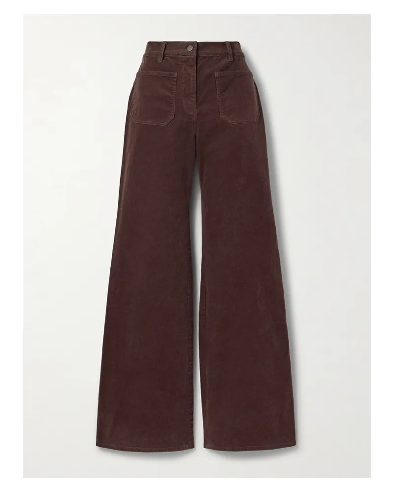 Nili Lotan Florence Cotton-blend Corduroy Flared Pants - Brown Brown
