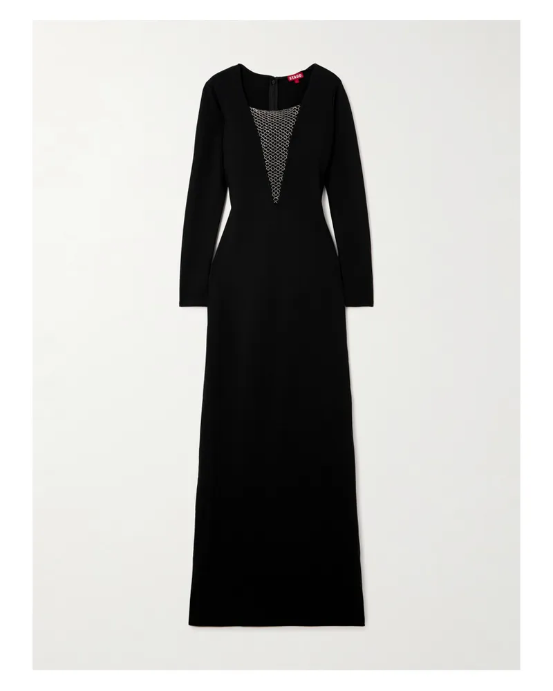 STAUD Kris Robe Aus Stretch-jersey Mit Zierperlen - Schwarz Schwarz
