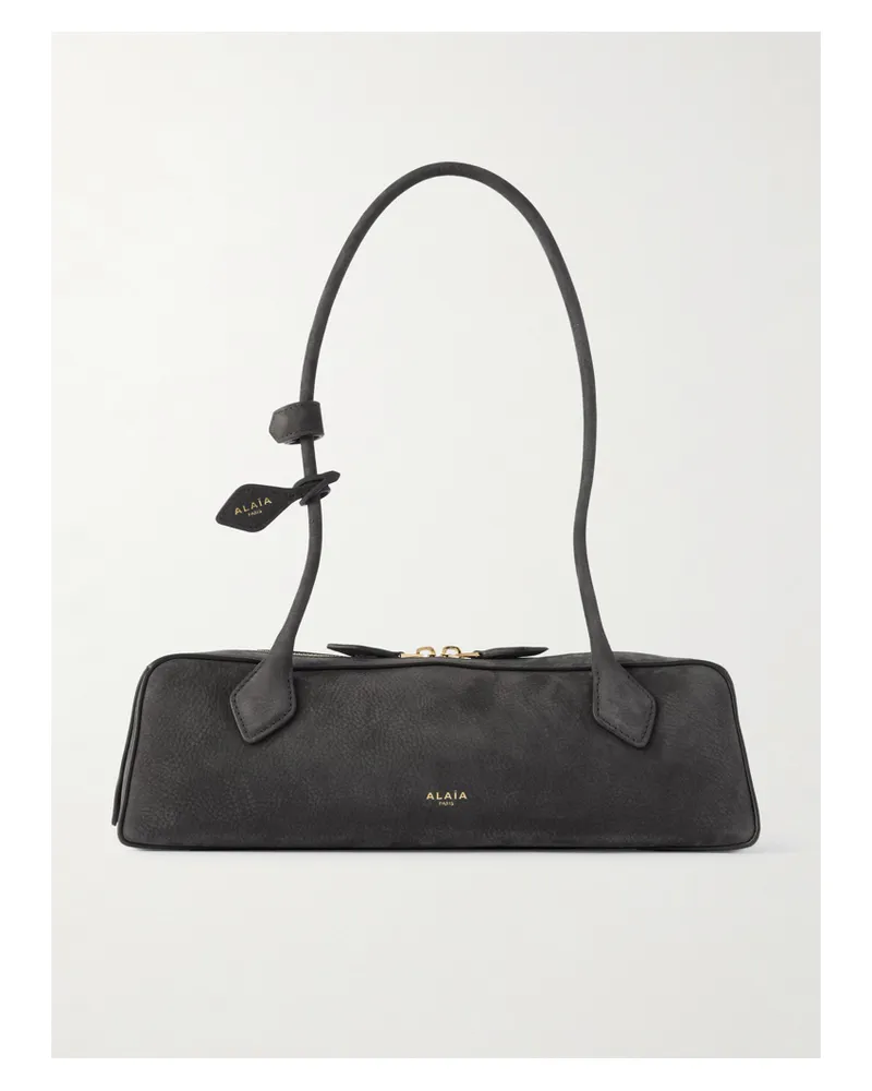 Alaïa Le Teckel Mittelgroße Schultertasche Aus Nubukleder - Grau Grau