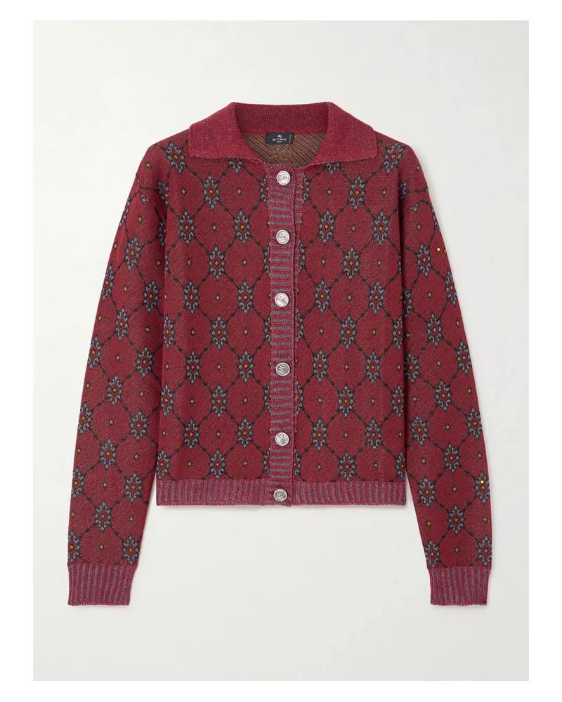 Etro Cardigan Aus Jacquard-strick - Burgunder Burgunder