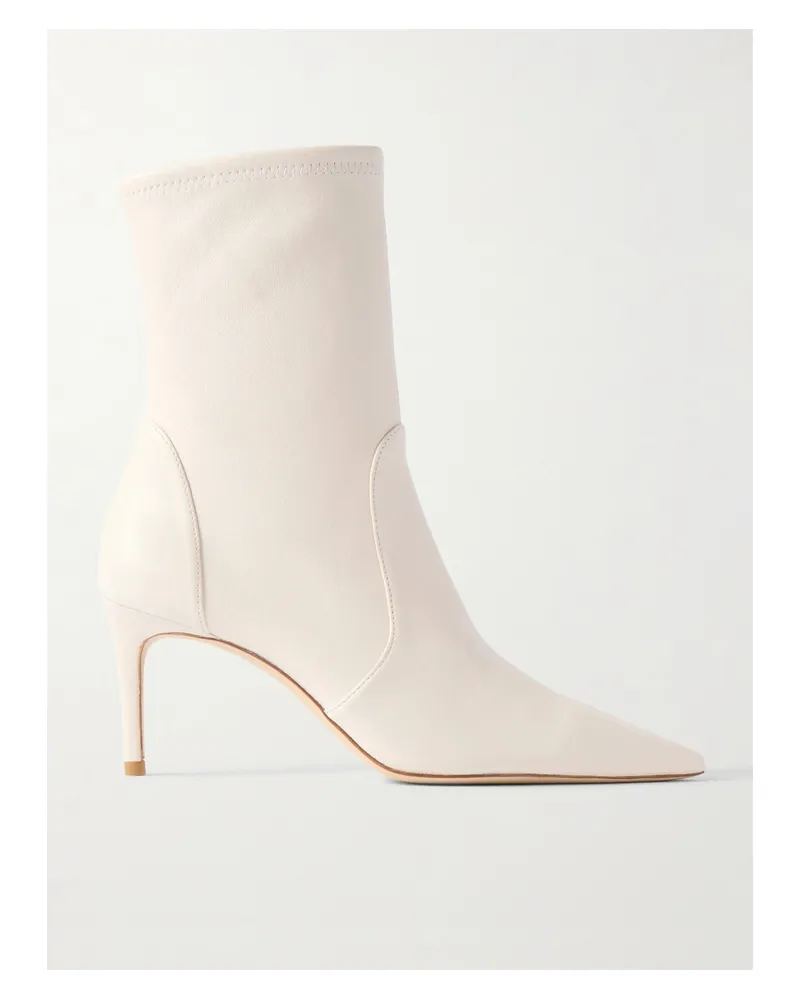 Stuart Weitzman Stuart Power Leather Ankle Boots - Ivory Ivory